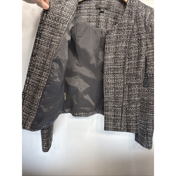 Ann Taylor Gray Tweed Wool Blend Womens Jacket Size 0 Career Blazer Fabric Trim - Picture 6 of 11